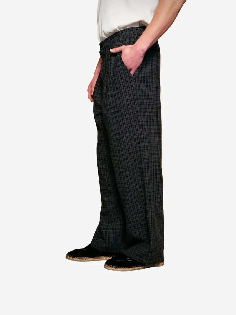 Giesto Black GIESTO Men's Plaid Pleated Gabardine Pants for Men | Best Price UAE
